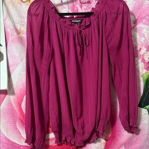 Express Women's Deep Magenta Peasant Blouse